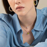 Back to Origin pendant with blue topaz and pink quartz