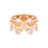 Anello Mikou a due file con smalto bianco e diamanti