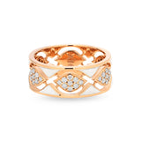 Anello Mikou a due file con smalto bianco e diamanti