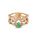 Maureen The Original ring with drop emerald and diamonds