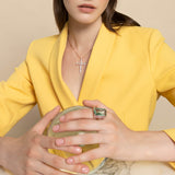 Anello Aqua con prasiolite e quarzo rosa