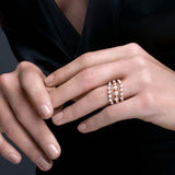 Boutique Icon ring with three rows of diamonds