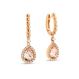 Boutique Paris earrings with diamonds and pear shaped morganite