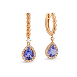 Boutique Paris earrings with pear shaped tanzanite and diamonds