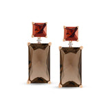 Orecchini Aqua con quarzo fumé e granato