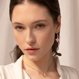 Mikou earrings with pink enamel and diamonds
