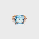 Aqua ring with blue topaz and pink quartz