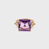Aqua ring with amethyst and lemon quartz
