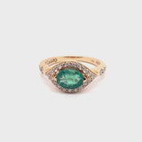 Mikou Vienna ring with emerald and diamonds