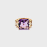 Aqua ring with amethyst and lemon quartz