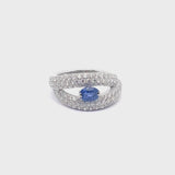 Anello Madame con zaffiro blu e pavé di diamanti