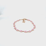 Bracciale Mikou con smalto rosa e diamanti