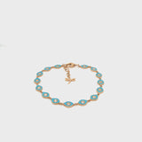 Bracciale Mikou con smalto azzurro e diamanti