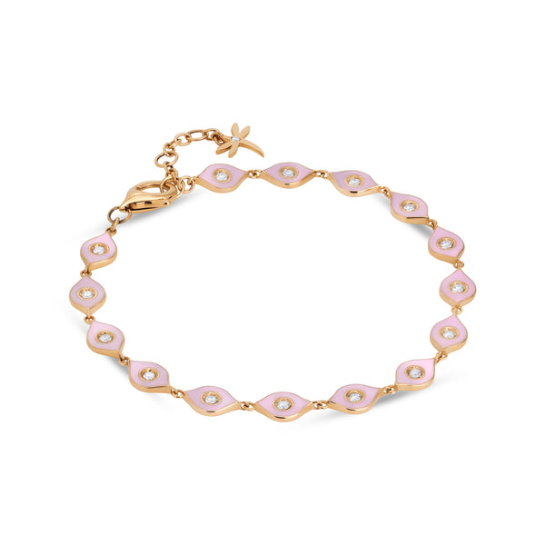 Bracciale Mikou con smalto rosa e diamanti