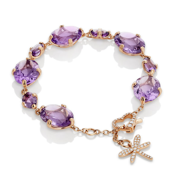 Aqua bracelet with amethyst and diamonds