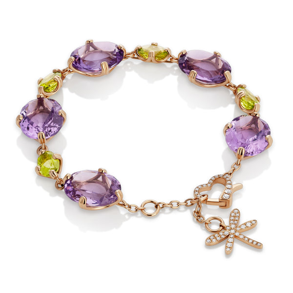 Aqua bracelet with amethyst and peridot