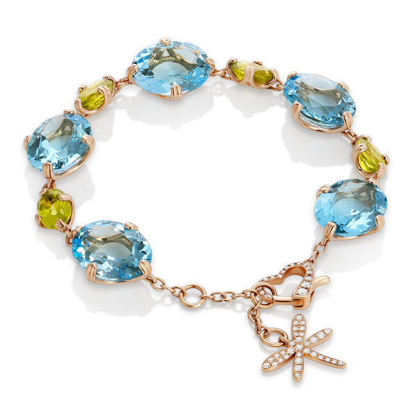 Aqua bracelet with blue topaz and peridot