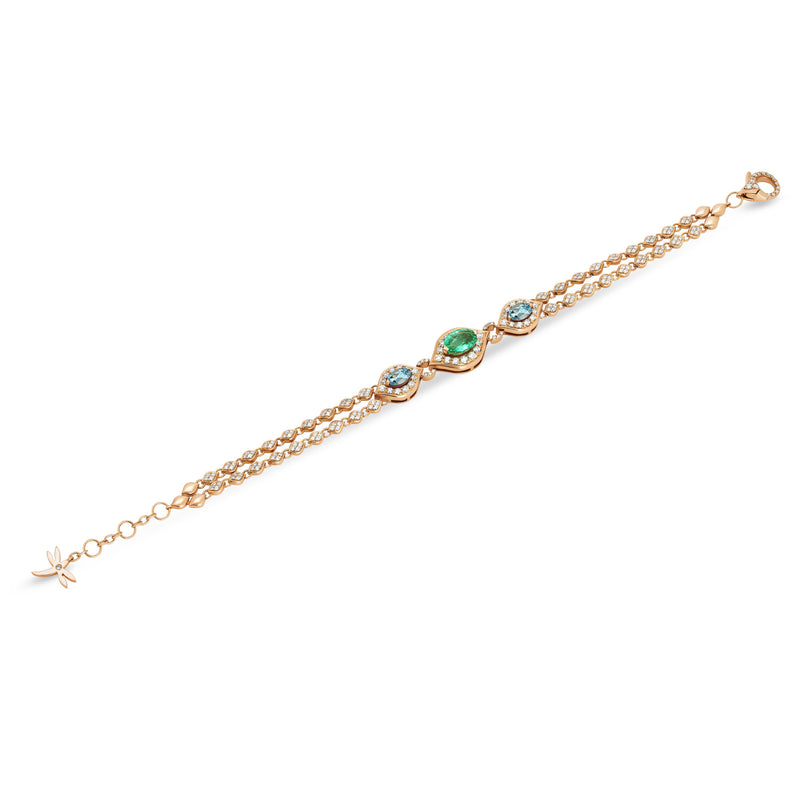 Mikou Vienna bracelet with aquamarine and emerald
