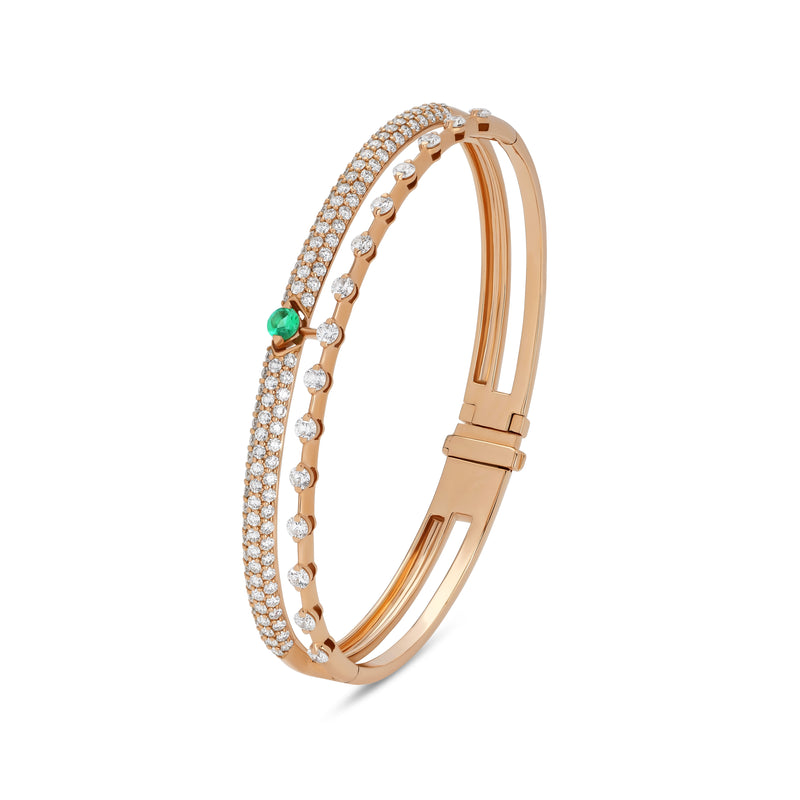 Bracciale rigido Maureen Medine con smeraldo e diamanti