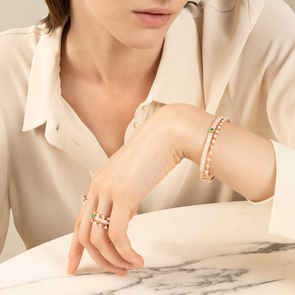 Bracciale rigido Maureen Medine con smeraldo e diamanti