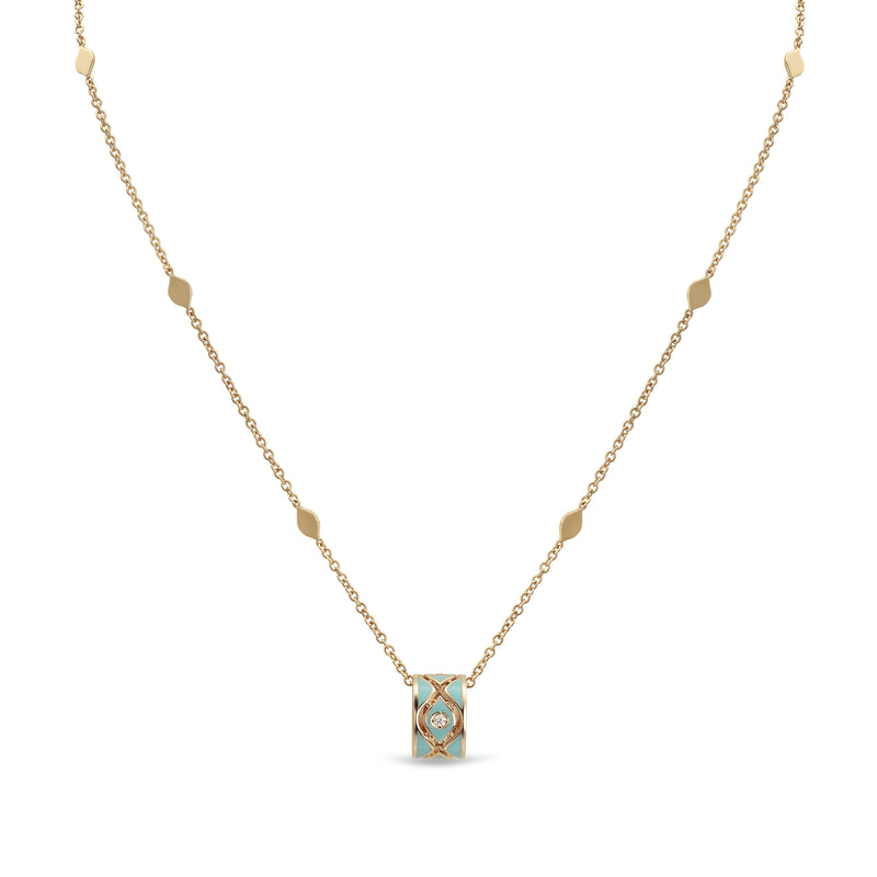 Mikou pendant with blue enamel and diamonds