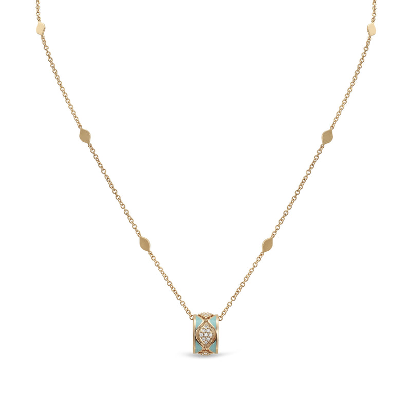 Mikou pendant with blue enamel and pavé diamonds