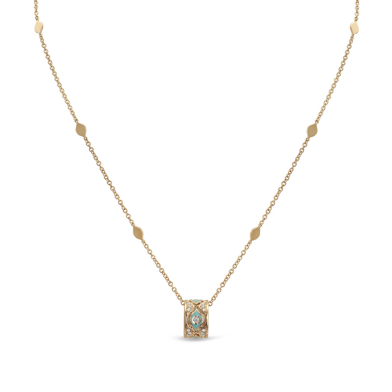 Mikou pendant with blue enamel and pavé diamonds