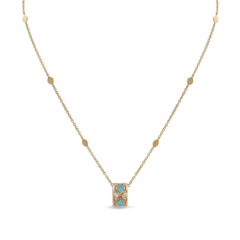 Mikou pendant with blue enamel and pavé diamonds