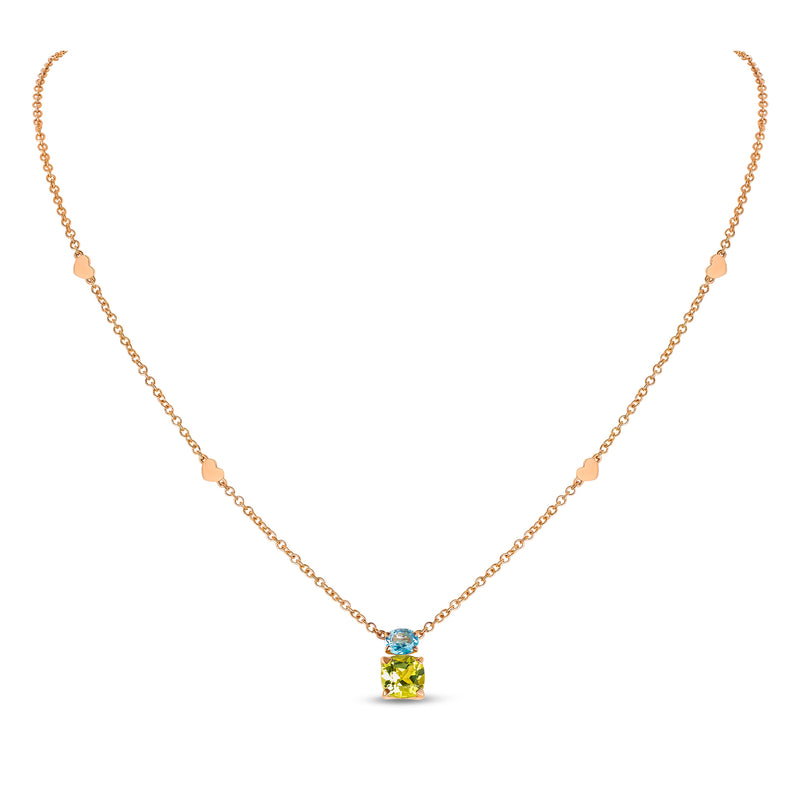 Back to Origin pendant with blue topaz and peridot