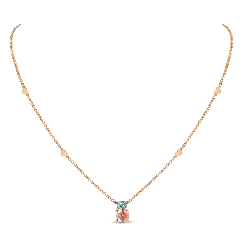 Back to Origin pendant with blue topaz and pink quartz