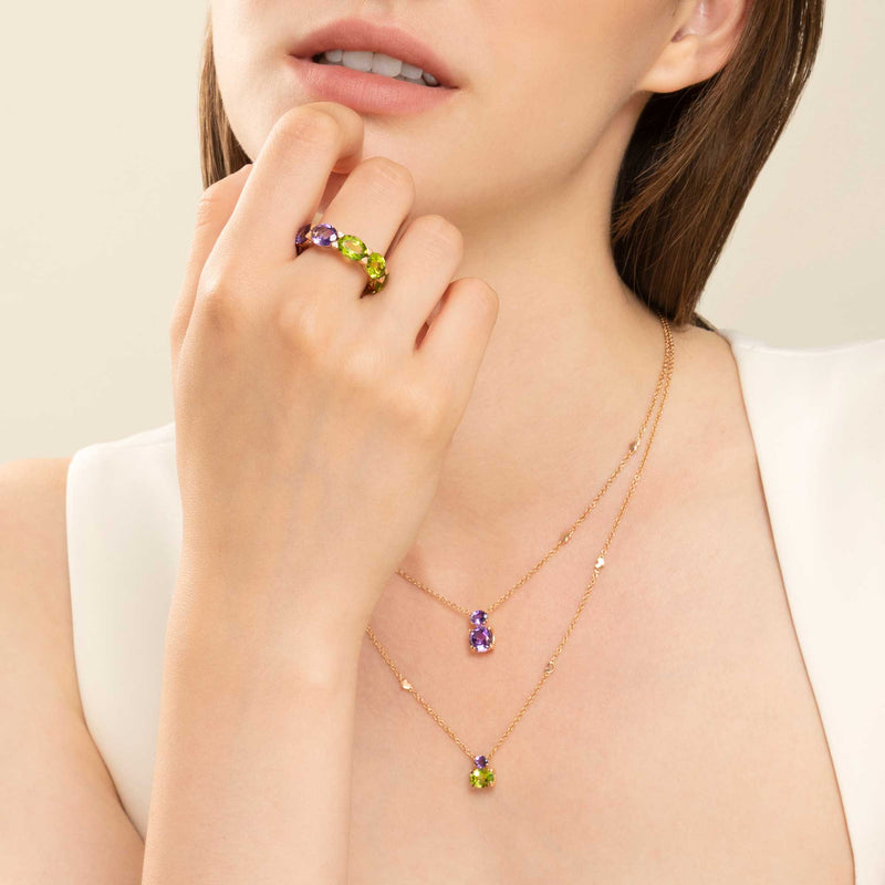 Pendente Back to Origin con ametista e peridoto
