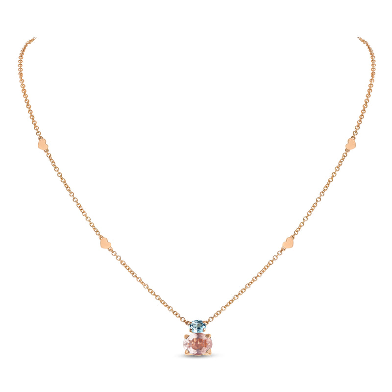 Back to Origin pendant with blue topaz and pink quartz