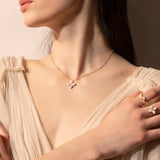 Mikou pendant with white enamel and diamonds