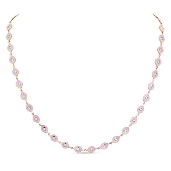 Mikou necklace with pink enamel and diamonds