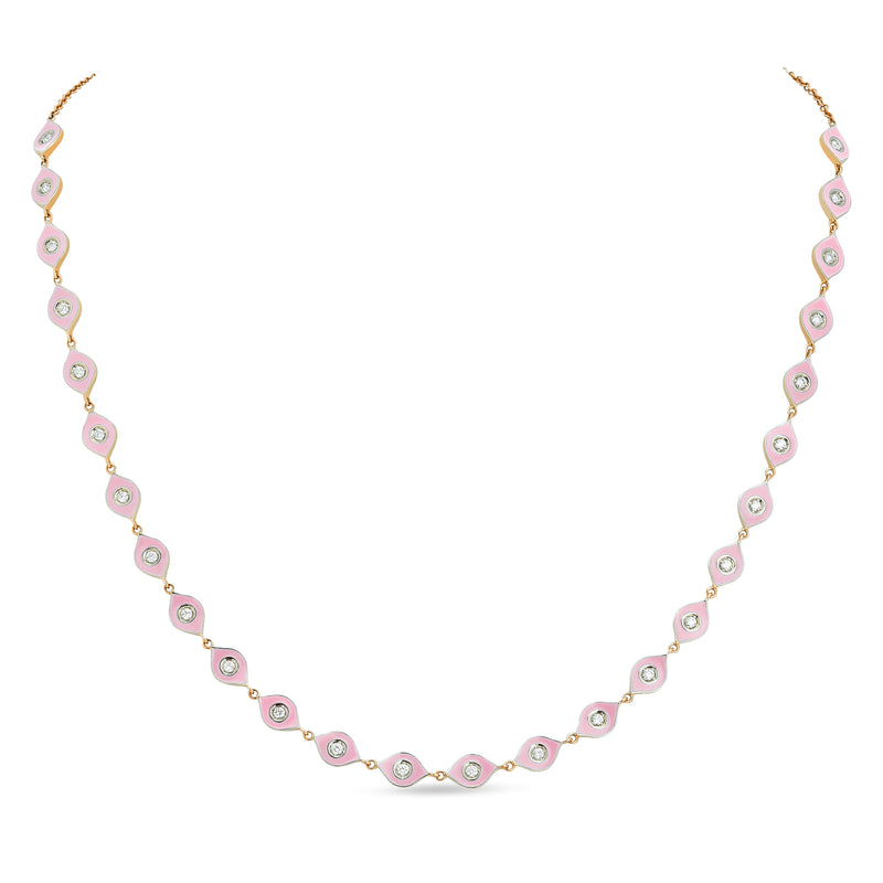 Mikou necklace with pink enamel and diamonds