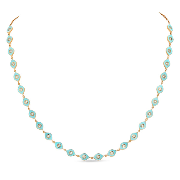 Mikou necklace with blue enamel and diamonds