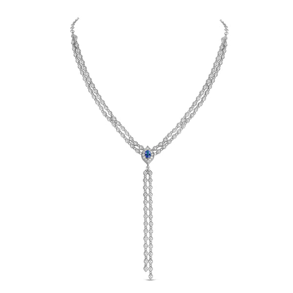 Mikoulette necklace with blue sapphire and diamonds