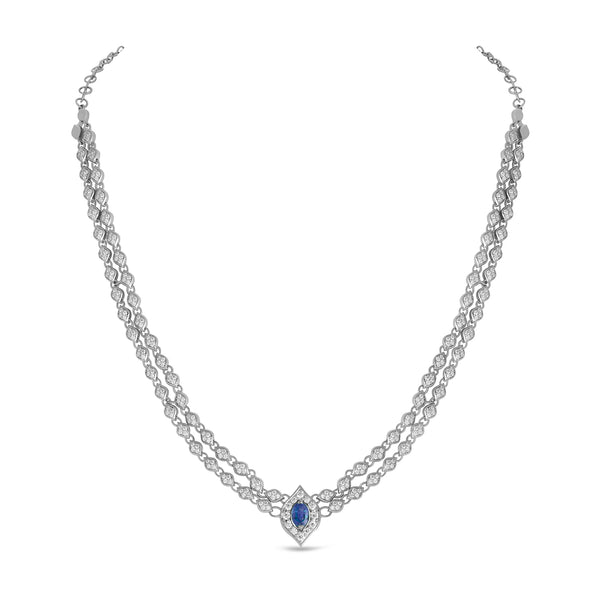 Mikoulette necklace with blue sapphire and diamonds