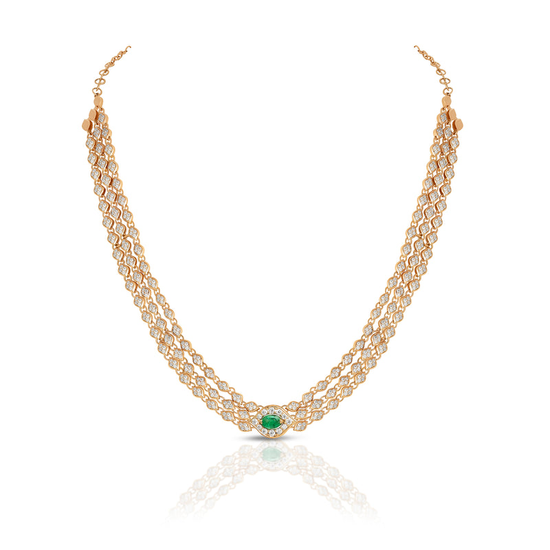 Mikoulette necklace with emerald and diamonds