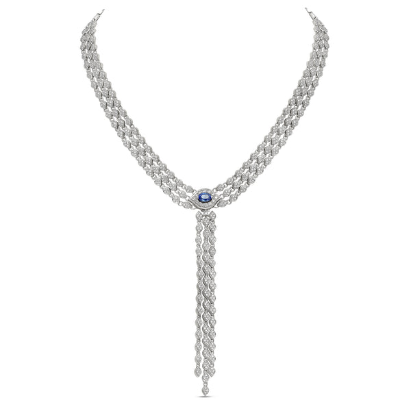 Mikoulette necklace with blue sapphire and diamonds