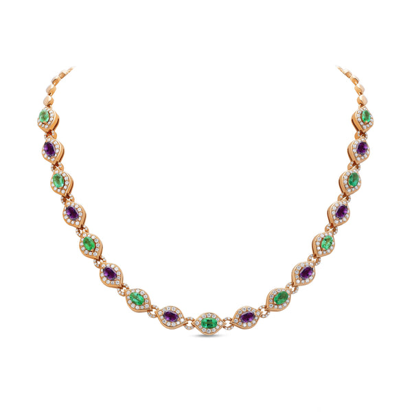 Mikou Vienna necklace with amethyst and emerald