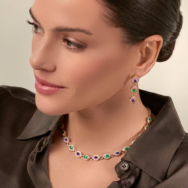Mikou Vienna necklace with amethyst and emerald