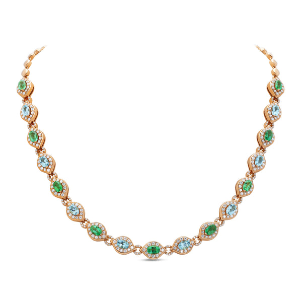 Mikou Vienna necklace with aquamarine and emerald