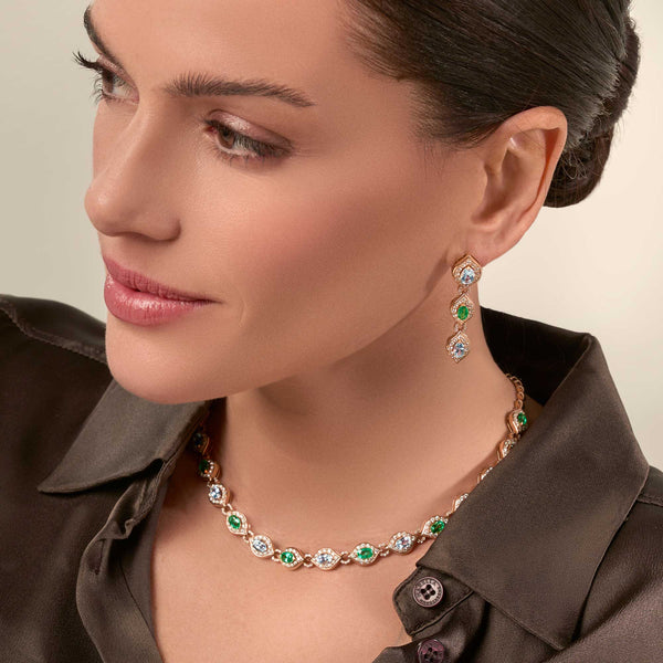 Mikou Vienna necklace with aquamarine and emerald