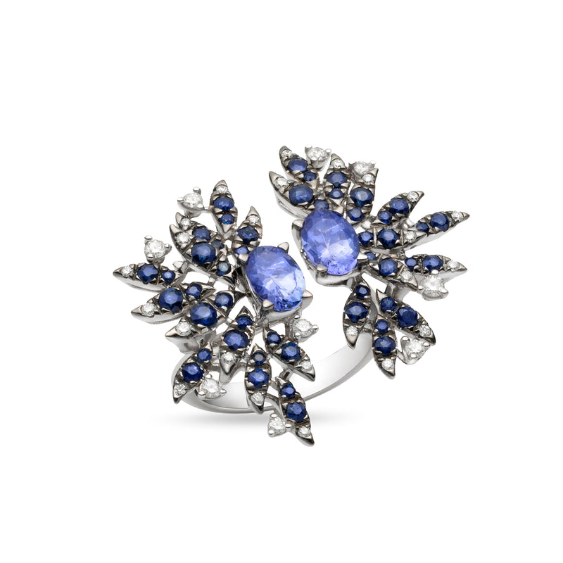 Yasmeen ring with tanzanite and diamonds