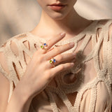 Boutique Paris ring with tanzanite and peridot