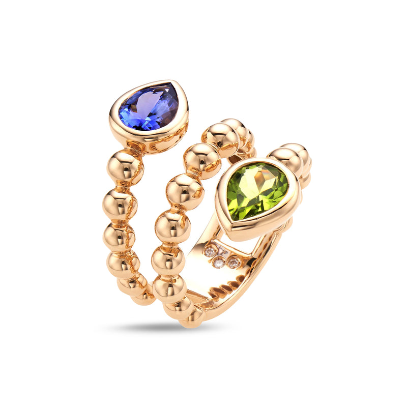 Boutique Paris ring with tanzanite and peridot