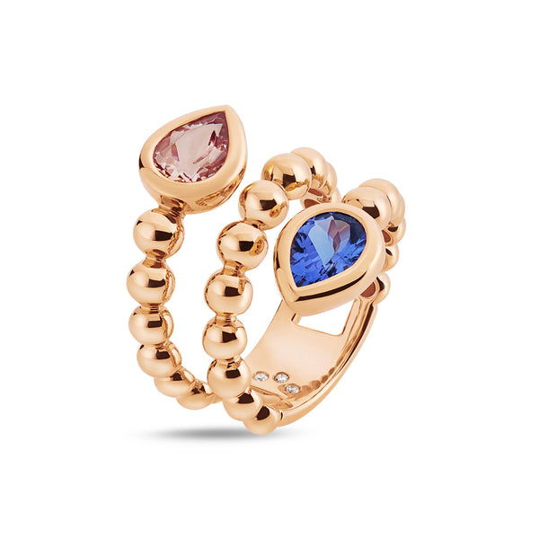 Boutique Paris ring with tanzanite and morganite