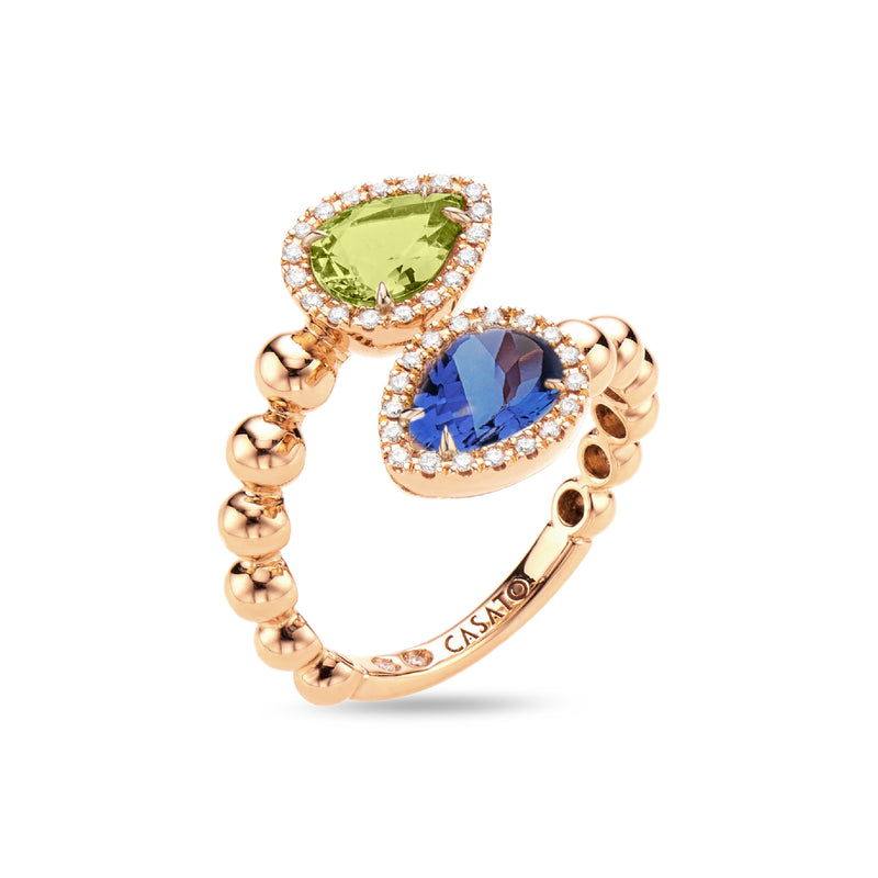 Boutique Paris ring with tanzanite and peridot