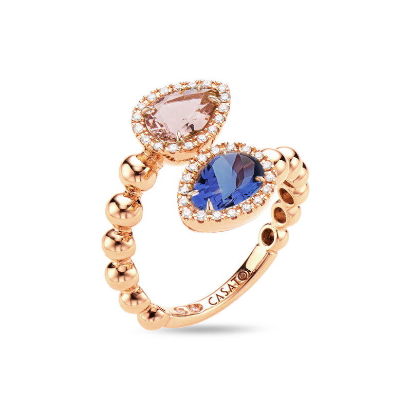 Boutique Paris ring with tanzanite and morganite